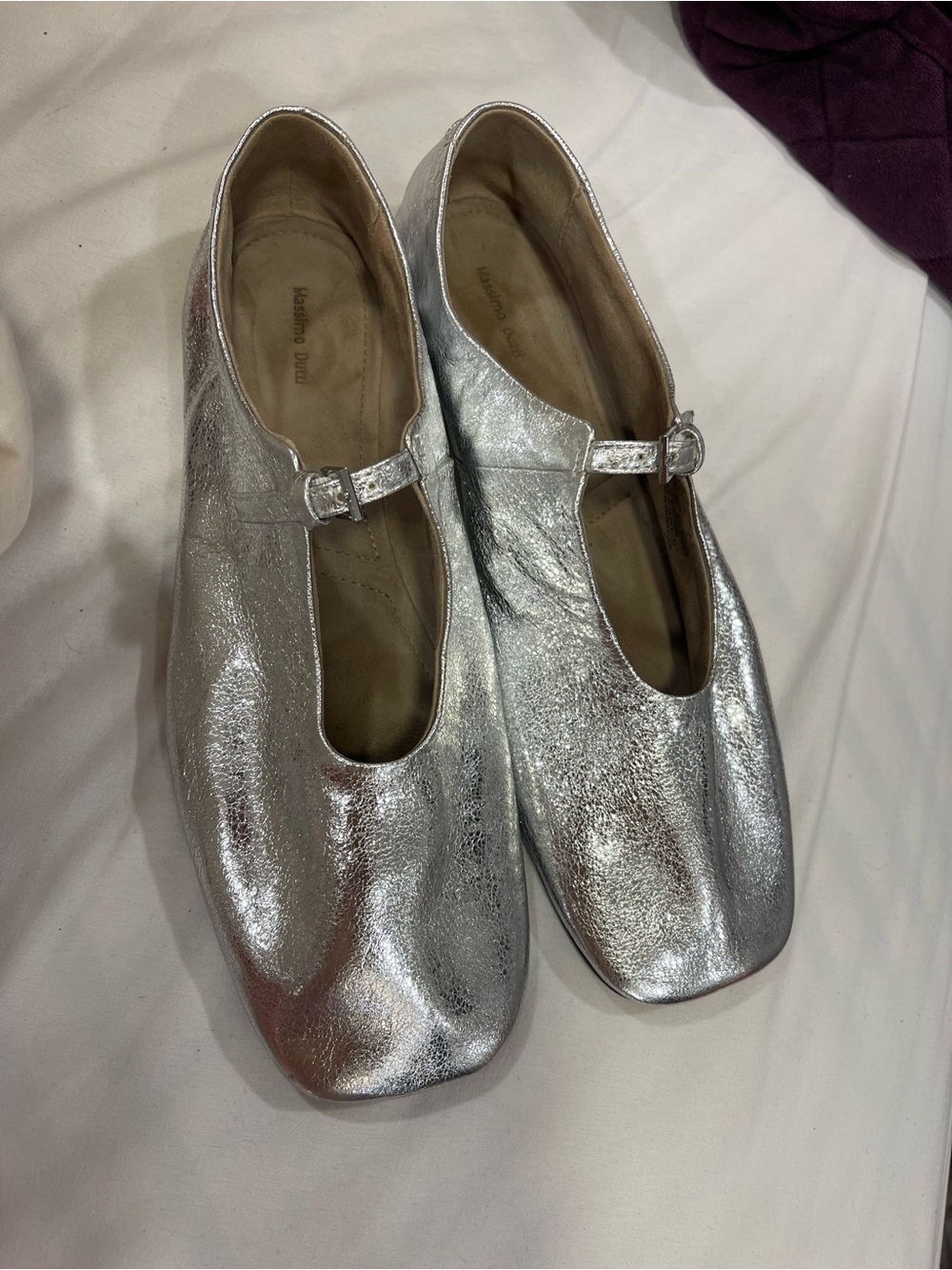 Massimo Dutti Silver Metallic Flats